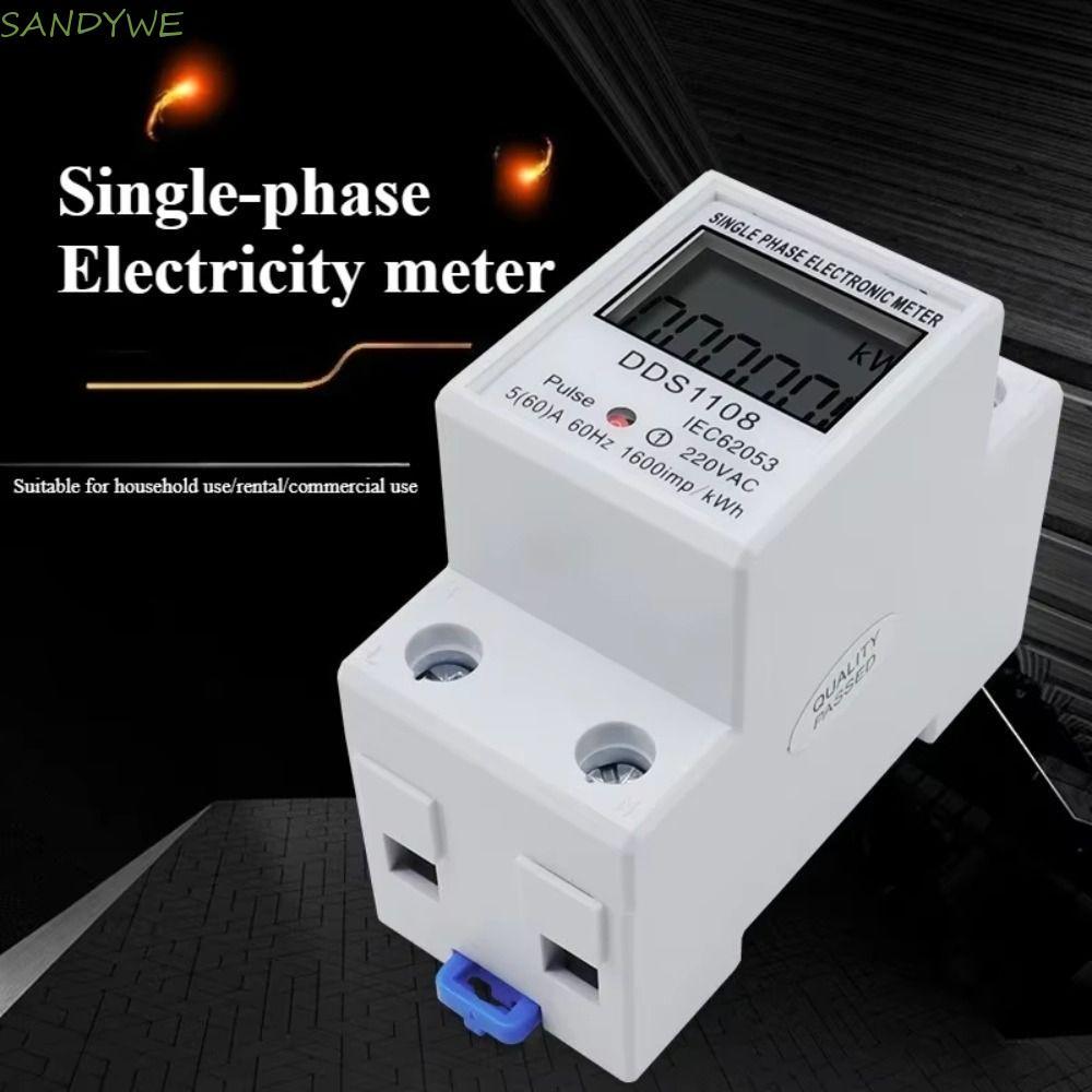 SANDYWE Digital Watt-Hour Meter,จอแสดงผล LCD Multi-Function Single Phase Electric Energy Meter, KWH 