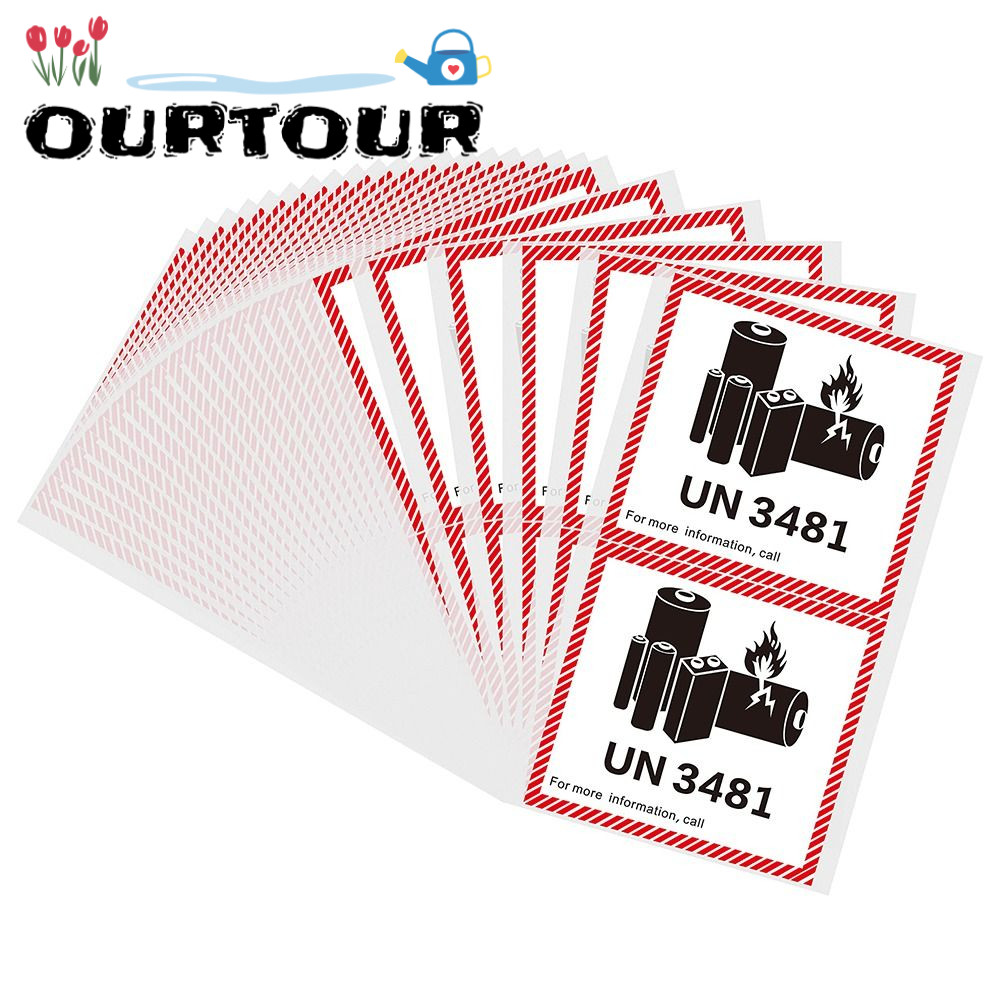 URTOUR แบตเตอรี่ป้ายไฟ, 4.7 "x 4.3 "สีแดงขนส่งแบตเตอรี่ลิเธียมป้าย, UN3481 แผ่นทองแดงกาวลิเธียมขนส่ง