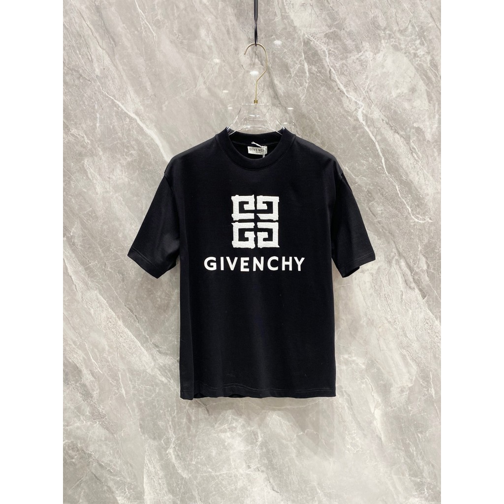 GIVENCHY/GIVENCHY 2026 ต้นฤดูใบไม้ผลิสไตล์ใหม่เสื้อยืดแขนสั้นผู้ชายผู้หญิงคู่สไตล์รอบคอ Slim-Fit พิม