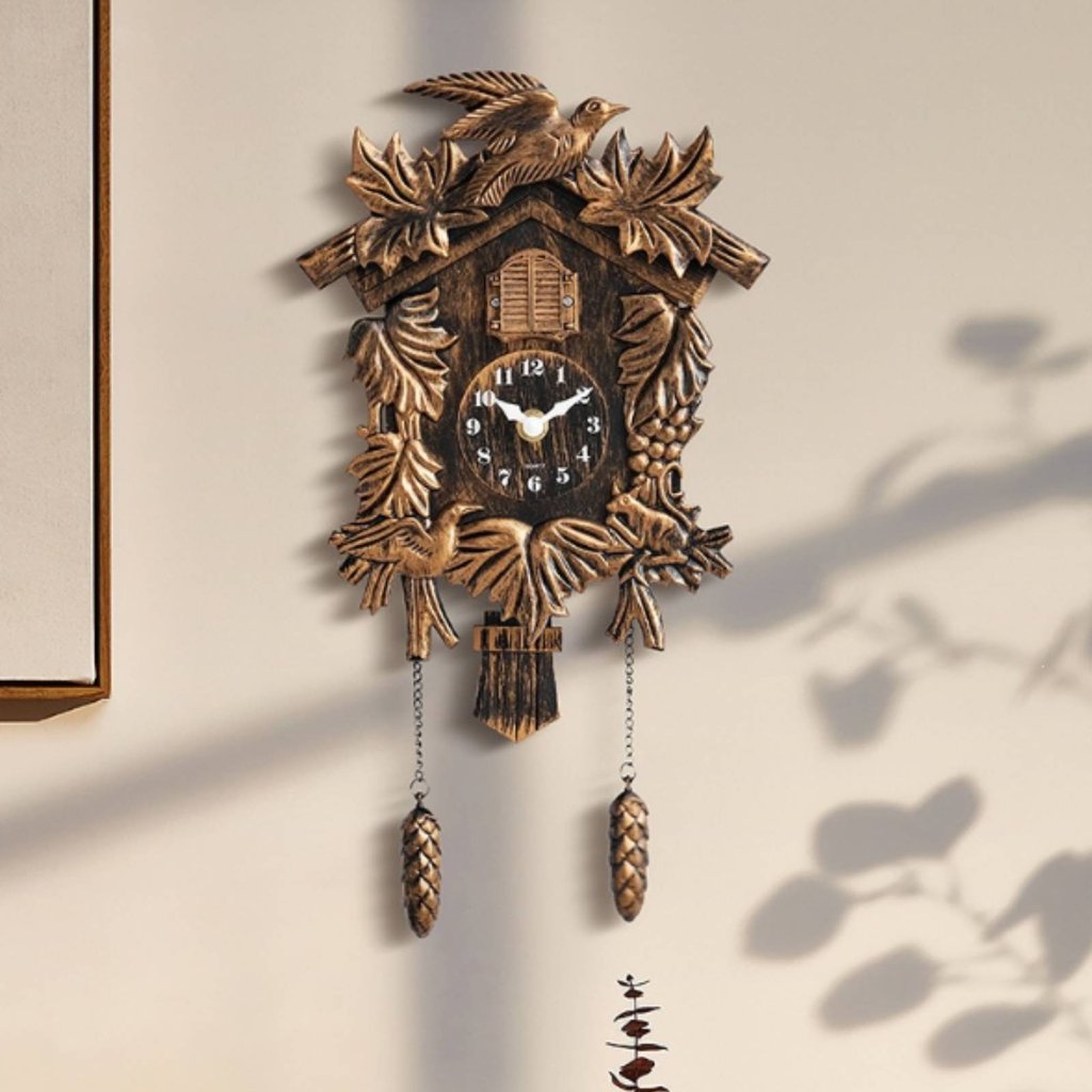Pinecone Pendulum Cuckoo Timepiece Noiseless Movement Retro Cuckoo Wall Timepiece สําหรับเด็ก