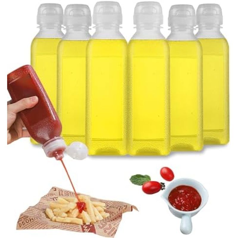 Condiment Squeeze Bottles for Sauces 10oz With Flip Top, Hot Sauce Bottles With Caps For Oil, Campin