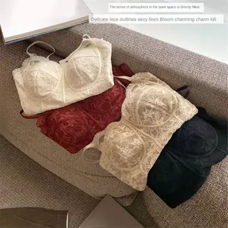 เสื้อสายเดี่ยวผ้าลุกไม้สไตล์ฝรั่งเศสสำหรับผู้หญิง ทรงเข้ารูปฟองนำเสริมดีไซน์เซ็กซี สามารถใส่เป็นเสือตัวในหรือตัวนอกก็ได้