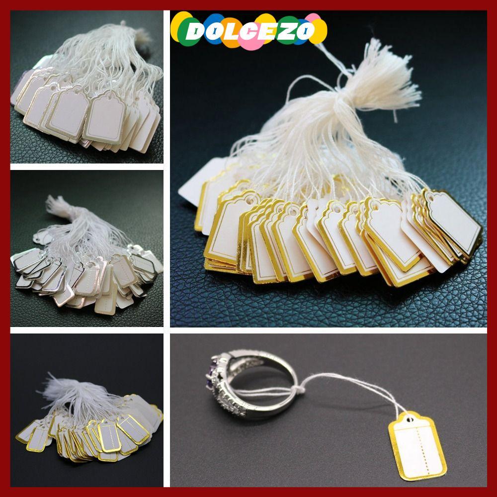 จัดส่งจากประเทศไทยDOLCEZO 100PCS ป้ายราคาเครื่องประดับ Blank Gold/Silver Edge Card Paper Jewellery Hangtags