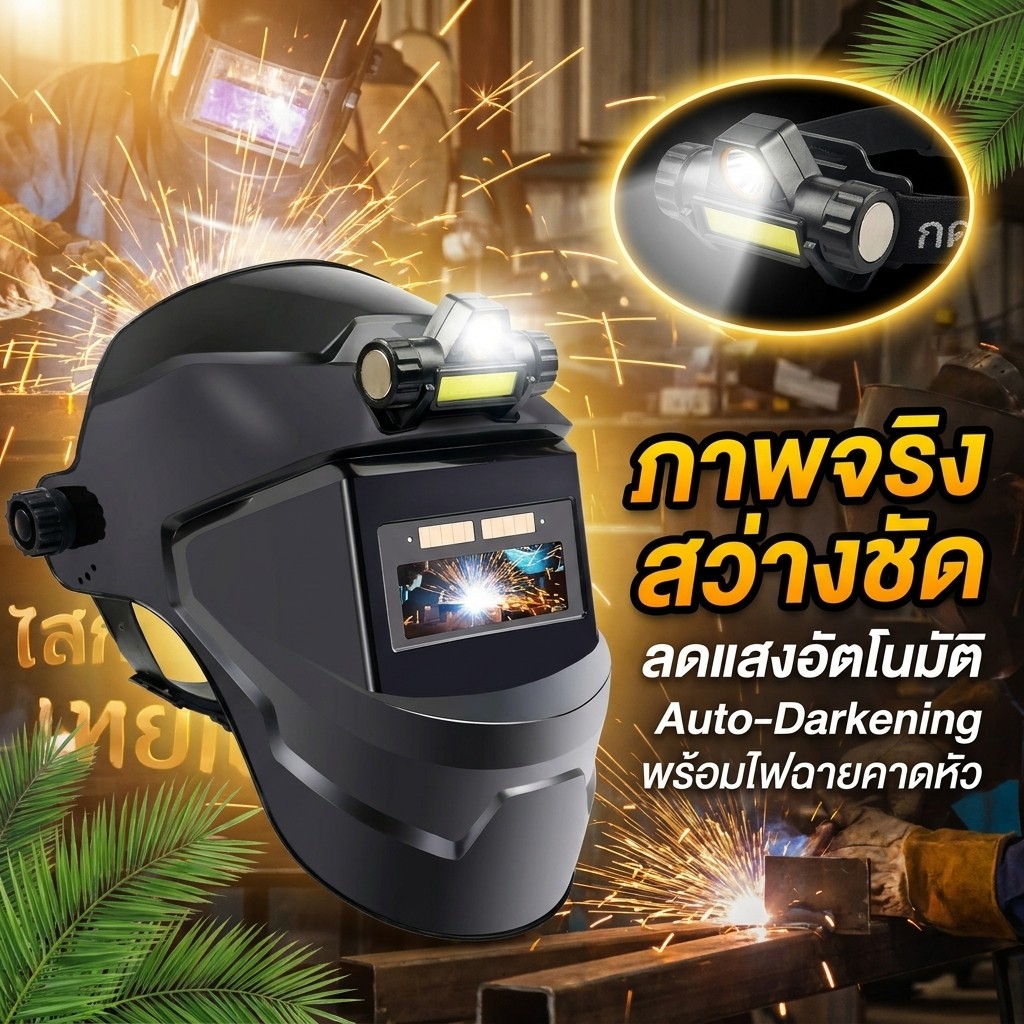 หน้ากากช่างเชื่อมลดแสงอัตโนมัติ พร้อมอุปกรณ์ป้องกันใบหน้า ทําให้มืดลง  แว่นตาเชื่อมปรับแสงอัตโนมัติที่ถอดออกได้