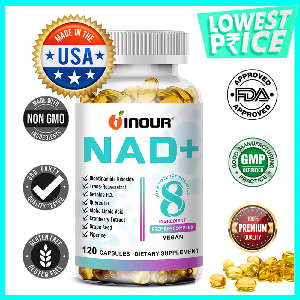 NAD+ Premium Complex แคปซูล With Cranberry, Grape Seed, Quercetin แคปซูลวีแกน 8 องค์ประกอบสูง