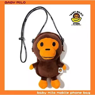 Bape Milo Monkey Plush Crossbody Bag, กระเป๋าสะพายข้างสําหรับเด็กสําหรับโทรศัพท์และการ์ด