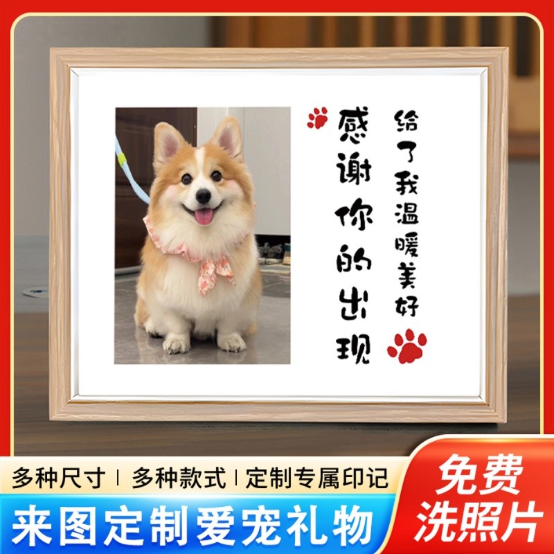 宠物狗狗猫咪陪伴生日周岁纪念相框摆台家居装饰宠物照片打印定制4/27Pet Dog and Cat Companion Birthday Anniversary Photo Frame Display