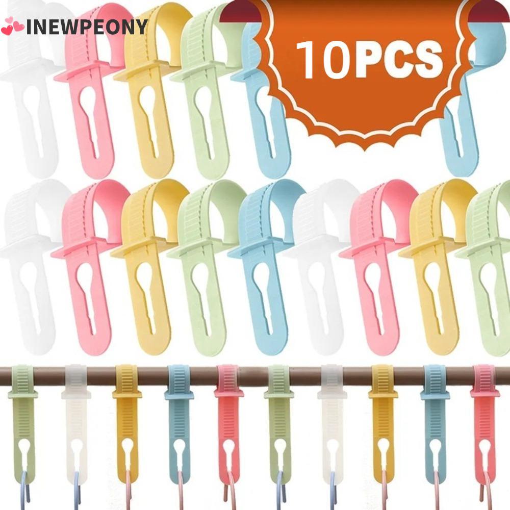 ใหม่ 10ชิ้นคงที่ล็อคแขวน,เสื้อผ้าก้านปรับ กันลม แขวนหัวเข็มขัด,ที่มีคุณภาพสูง หน้า ป้องกันการถอดกันลื่นที่มีสีสันผู้ถือแร็ค