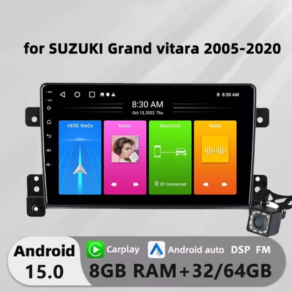 Honxun เครื่องเสียงรถยนต์หน้าจอสัมผัส android หัว 9 นิ้ว 8G+64 สําหรับ SUZUKI Grand vitara 2005-2020