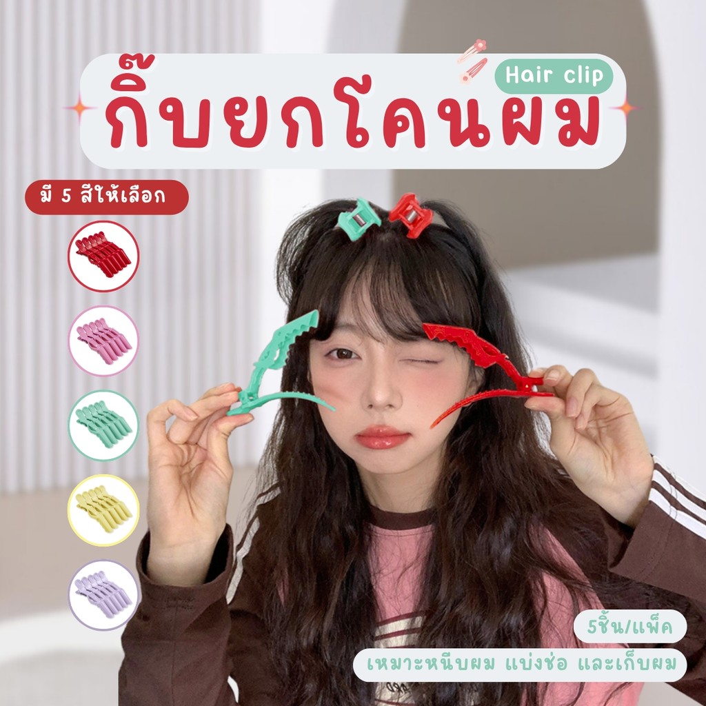 กิ๊บหนีบยกโคนผม 5 ชิ้น/แพ็ค กิ๊บปากจระเข้ กิ๊บแบ่งผม กิ๊บหนีบผม  กิ๊บทำผม ร้านเสริมสวยมืออาชีพ