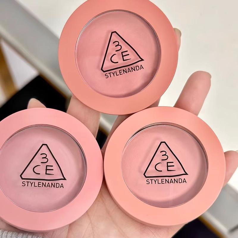 3ce Matte Monochrome Blush Split Sample รูปแบบใหม่ First Peach Pink Nude Pink Extendeded Natural Blu