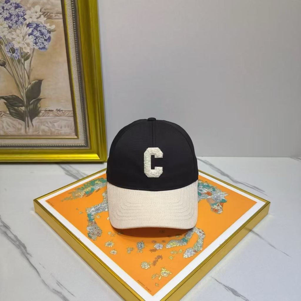 C Letter Corduroy การจับคู่สีเบสบอลหมวกแฟชั่น All-Match ผู้ชายผู้หญิงสไตล์เดียวกัน Travel Sun หมวก