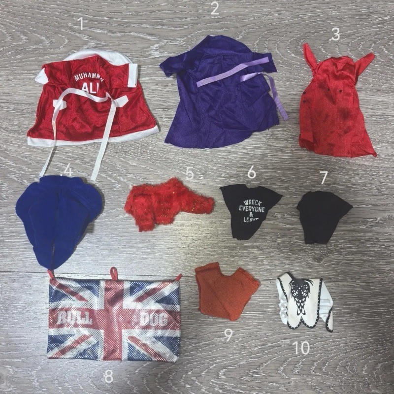 10 ชิ้นเสื้อผ้าราคาบรรจุนักมวยปล้ํา wwe เสื้อผ้า wwe อุปกรณ์เสริมสินค้าจํานวนมากไม่คืนเงินไม่แลกเปลี
