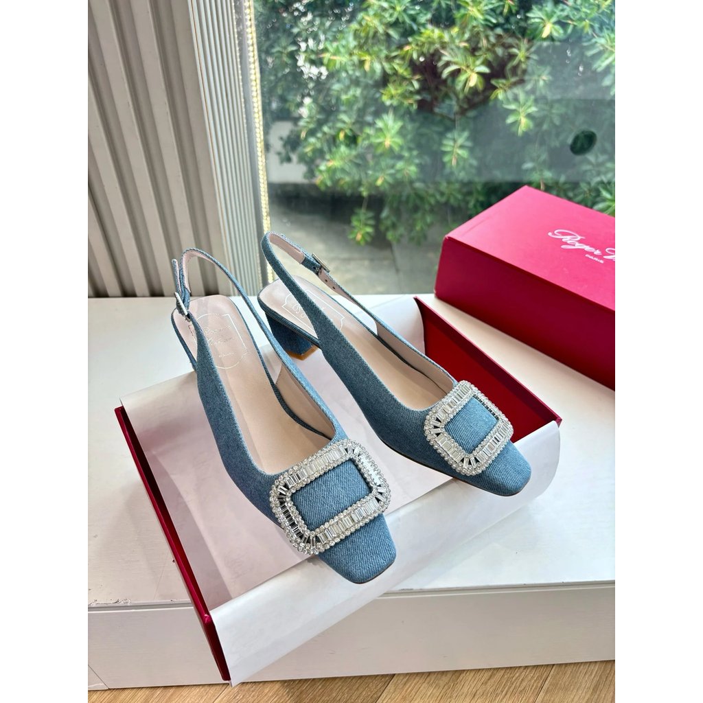 2025.7.8-4.5 ซม. Heel Roger vivier RV Diamond Buckle Shoes/รองเท้าส้นสูง