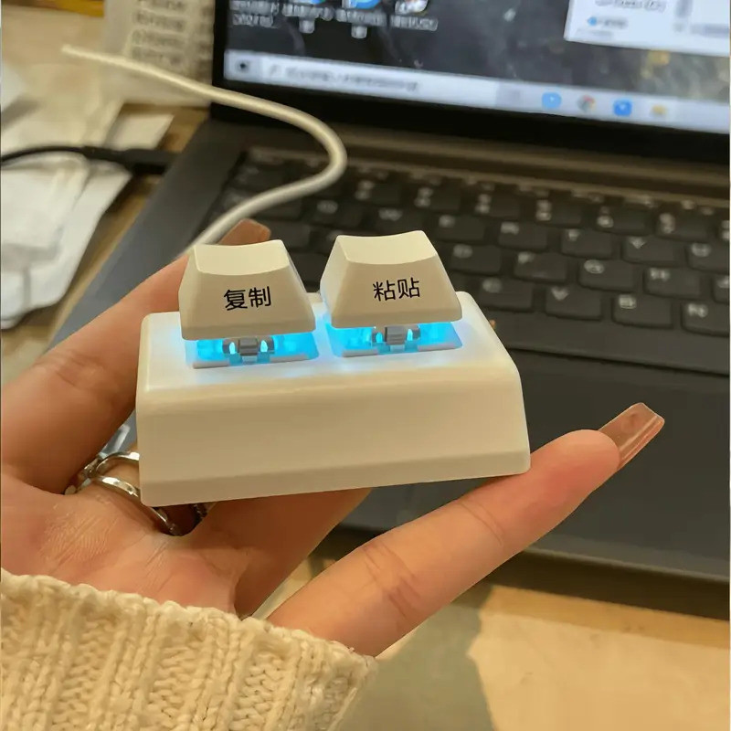 คีย์บอร์ด ปลายนิ้วของเล่น Decompression Mechanical Keyboard 2-Key พร้อม Keycap Copy Paste คีย์บอร์ด 