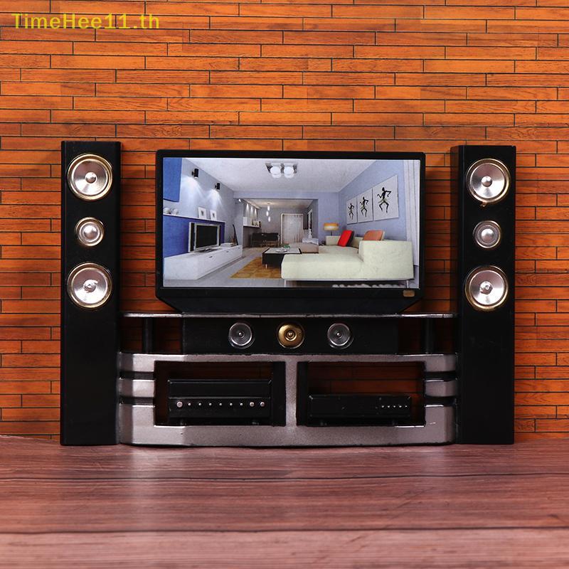 TimeHee 1/12 Dollhouse Mini TV Audio เครื่องประดับตุ๊กตาห้องนั่งเล่นเฟอร์นิเจอร์ตกแต่งตุ๊กตา House Micro ฉากตกแต่งของเล่น TH