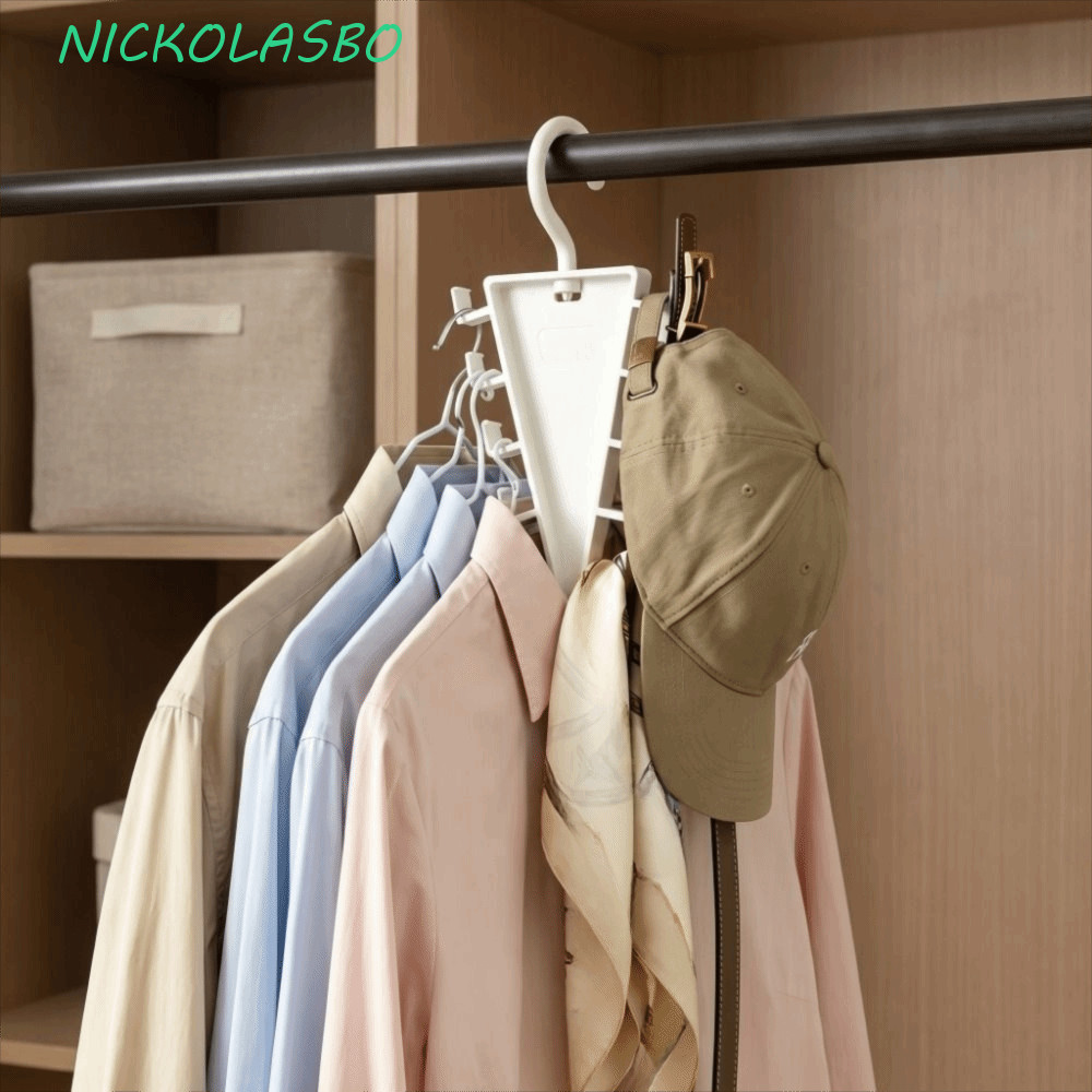 CORAZOKIS ชั้นวางกางเกง 2 ชิ้น, ตะขอหมุนได้ 12 ตะขอ ไม้แขวนเสื้อ, Creative Space Saving Non-slip ชุดชั้นในถุงเท้าผู้ถือตู้เสื้อผ้าองค์กร