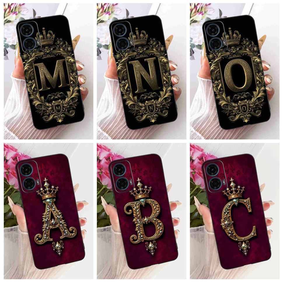 สําหรับ Motorola Moto G24 Power Case ออกแบบใหม่ Letter Crown ซิลิคอน TPU สีดําสําหรับ Moto G24 Power