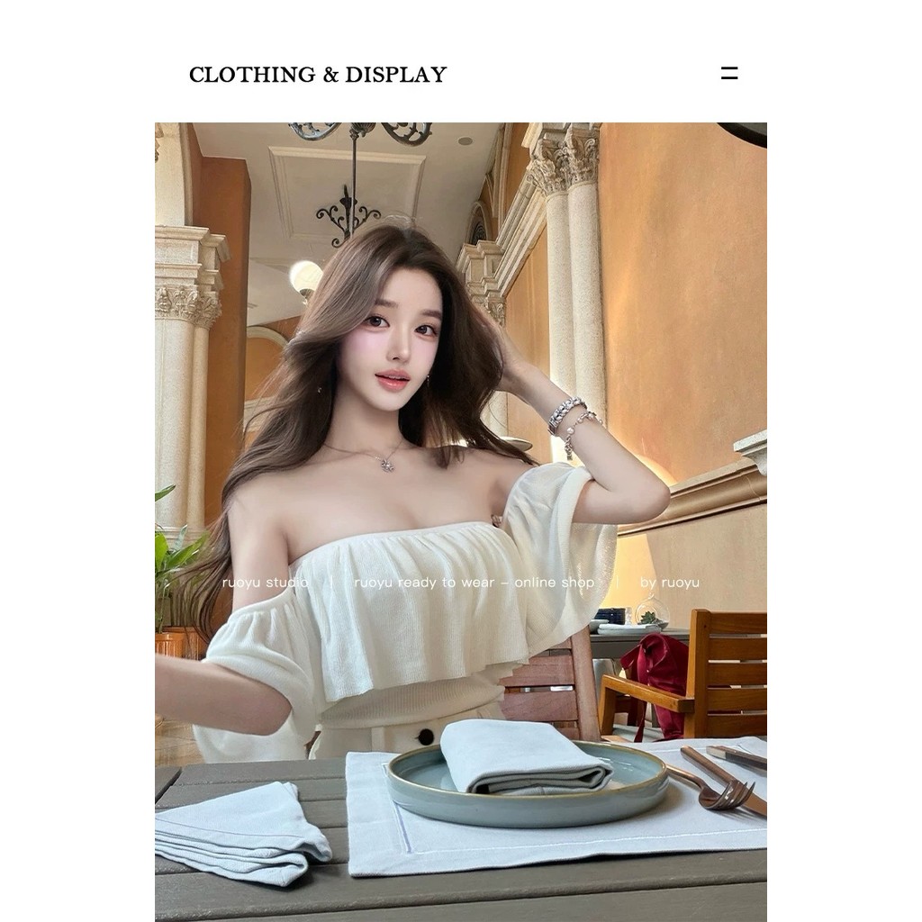 เสื้อสเวตเตอร์จับจีบไหล่เดียว Pure Desire เซ็กซี่ Classy Celebrity High-End Top-1-261019 ดี5ฟ้า