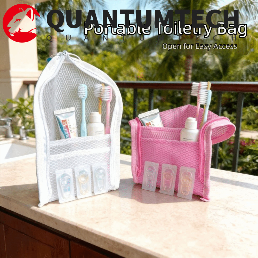 QUANTUMTECH กระเป๋าเครื่องสําอาง PVC, ความจุขนาดใหญ่กันน้ําแปรงสีฟันกระเป๋าใส่อุปกรณ์อาบน้ํา,การออกแบบแนวตั้ง Stand Up ซิปปิดกรณีความงามแบบพกพาที่เก็บแปรงสีฟัน