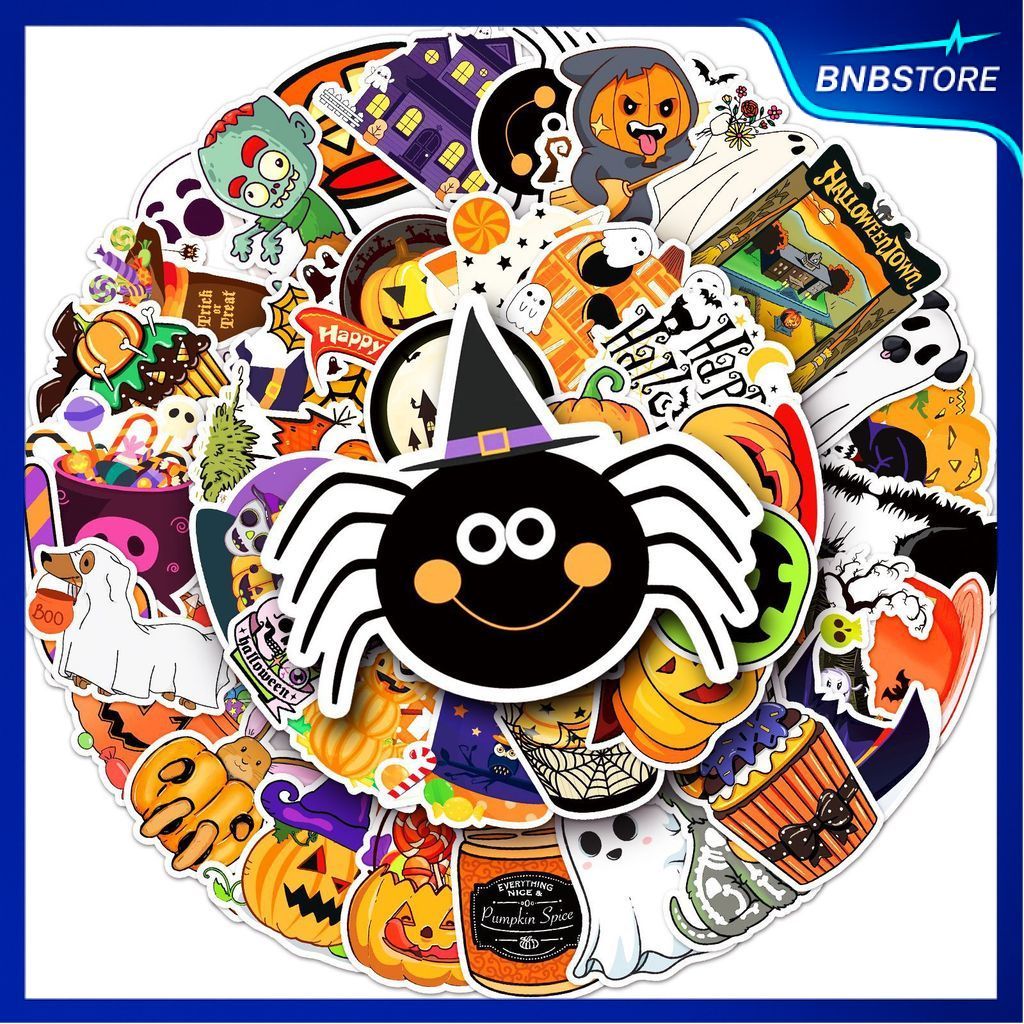🍀ส่งจากไทย🍀 50แบบ สติกเกอร์ ตกแต่ง วันฮาโลวีน Halloween pumpkin ghost horror sticker พร้อมส่ง