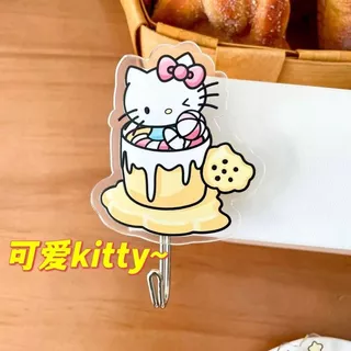 三立鸥超粘挂钩可爱hellokitty挂钩亚克力无痕粘钩学生宿舍免打孔5.7 Sanliou super adhesive hook, cute Hello Kitty hook, acrylic traceless adhesive hook, no drilling required for student dormitories 5.7
