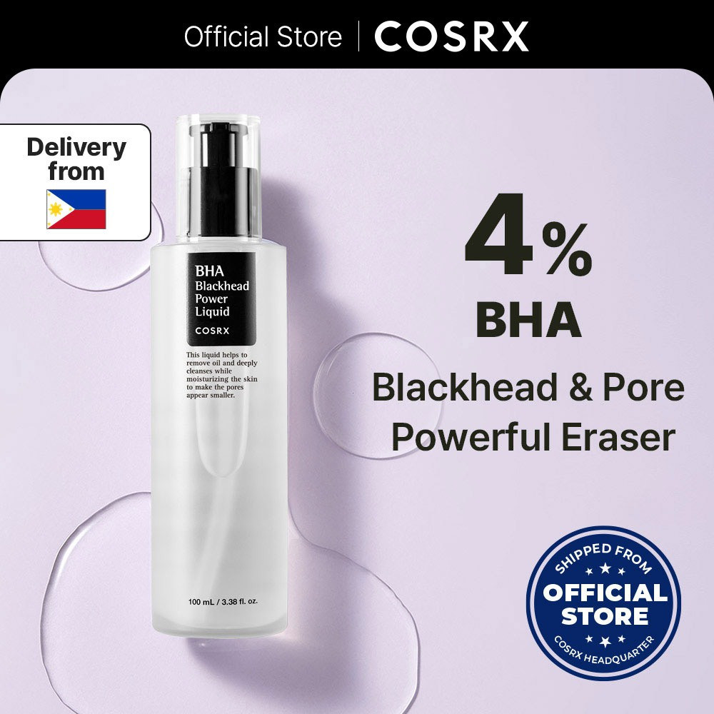 [COSRX OFFICIAL] BHA 4% Blackhead Power Liquid 100ml/50ml, BHA 4%, Willow Bark Water 65%, Daily Blackhead Treatment สําหรับรูขุมขนขยาย