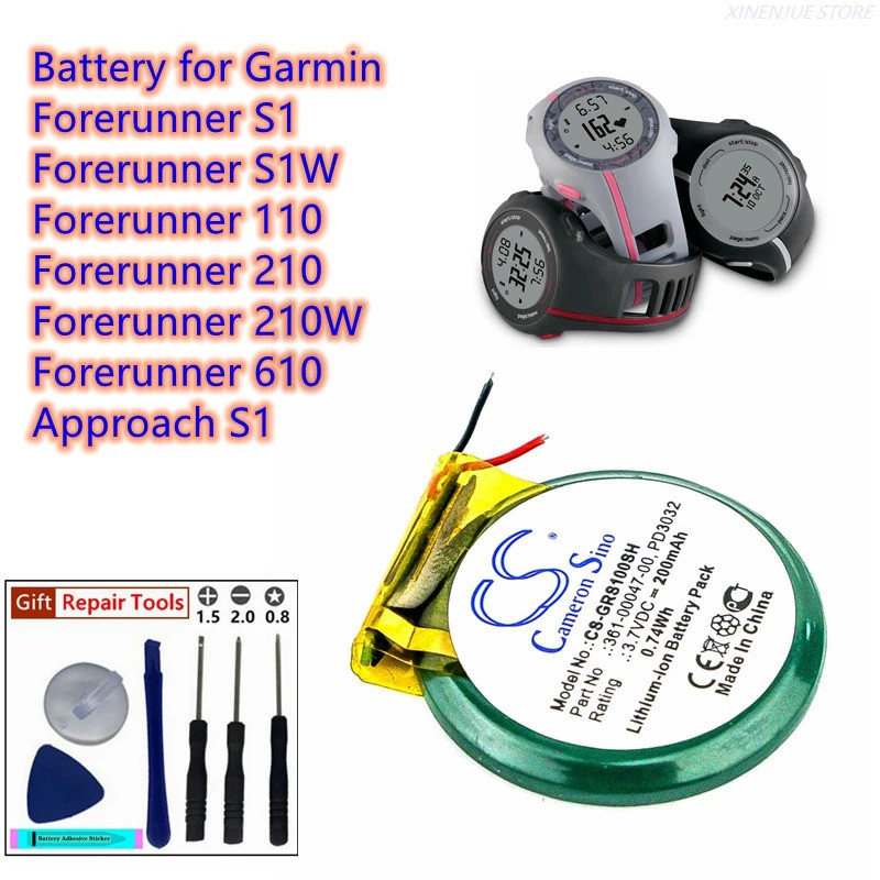 แบตเตอรี่สมาร์ทวอทช์ 3.7V/200mAh 361-00047-00, PD3032 สําหรับผู้เบิกทาง Garmin S1, S1W, 110, 210, 21