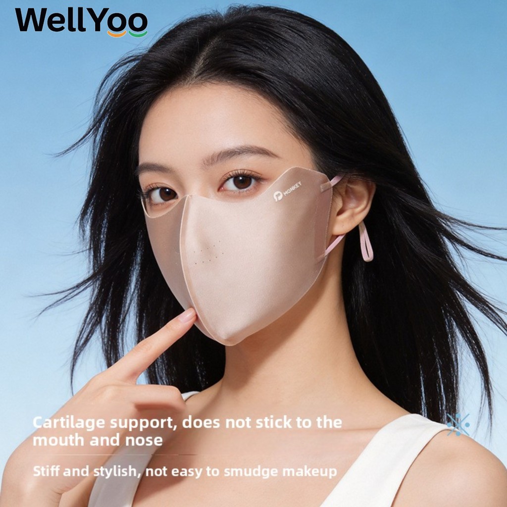 WellYoo Summer Faux Silk Sun Mask หน้ากากกันแดดแบบเต็มหน้าสำหรับผู้หญิง UV Protection Factor 50+