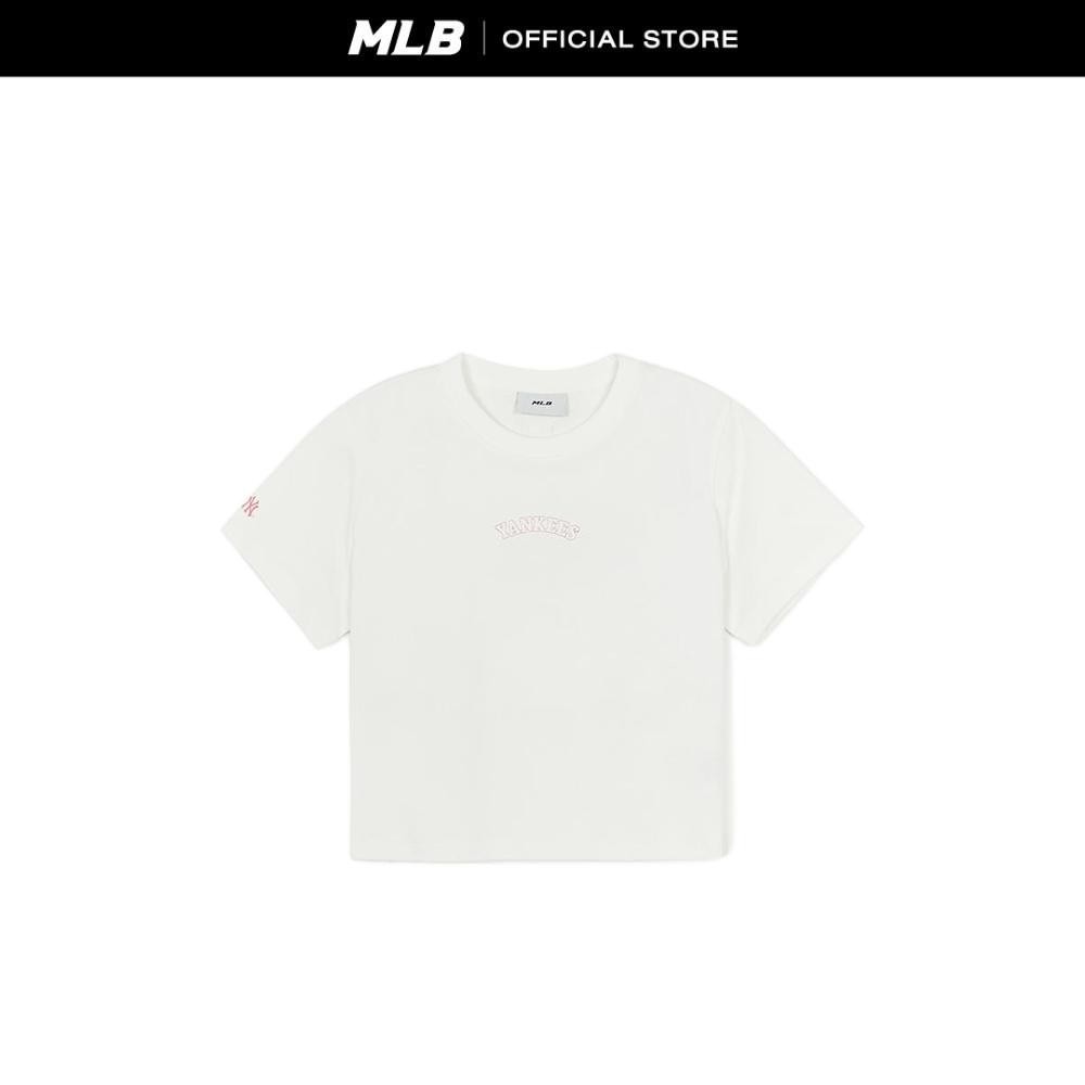 MLB เสื้อครอป ผู้หญิง Women Basic Crop T-Shirts รุ่น 3FTSB0154 50IVS สีขาวงาช้าง