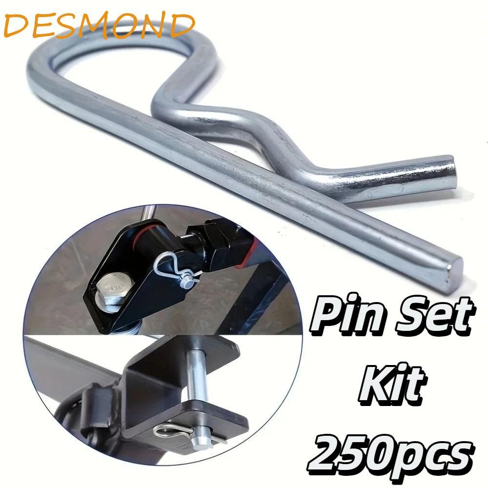 DESMOND 250 ชิ้น R-Clip Fasteners, ขนาดต่างๆวัสดุพรีเมี่ยม Cotter Pin Assortment ชุด, ชุบสังกะสีเหล็ก Heavy Duty สนิมการกัดกร่อนความต้านทาน Hairpin Cotter คลิป