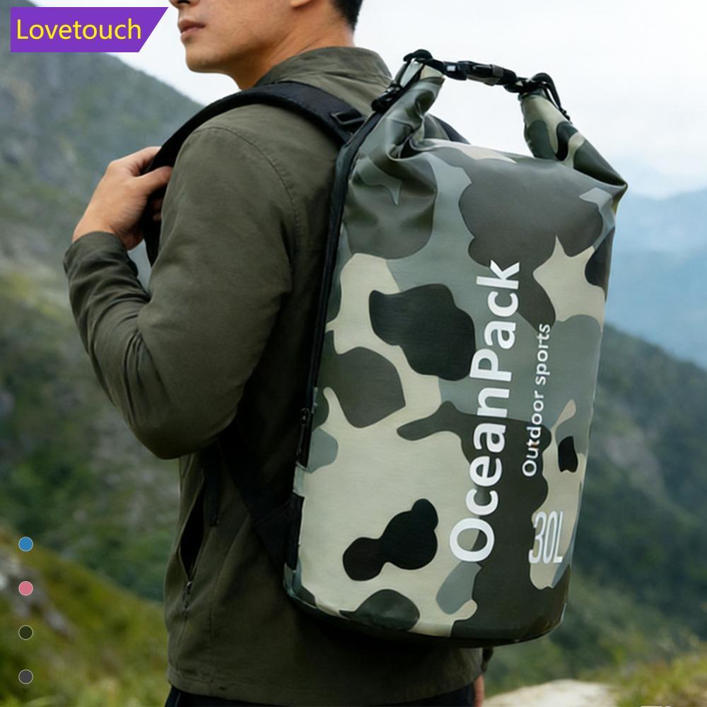 LOVETOUCH 2/5/10L Camo กันน้ํากระเป๋า PVC แห้งและเปียกแยกกระเป๋ากลางแจ้งไหล่กระเป๋าสําหรับว่ายน้ํา B