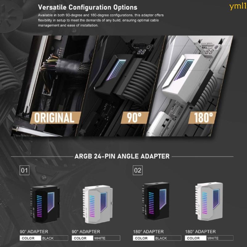 Yml1 180 องศา 24Pin Power Adapter พร้อม ARGB Effect สําหรับเสริมความงาม PC
