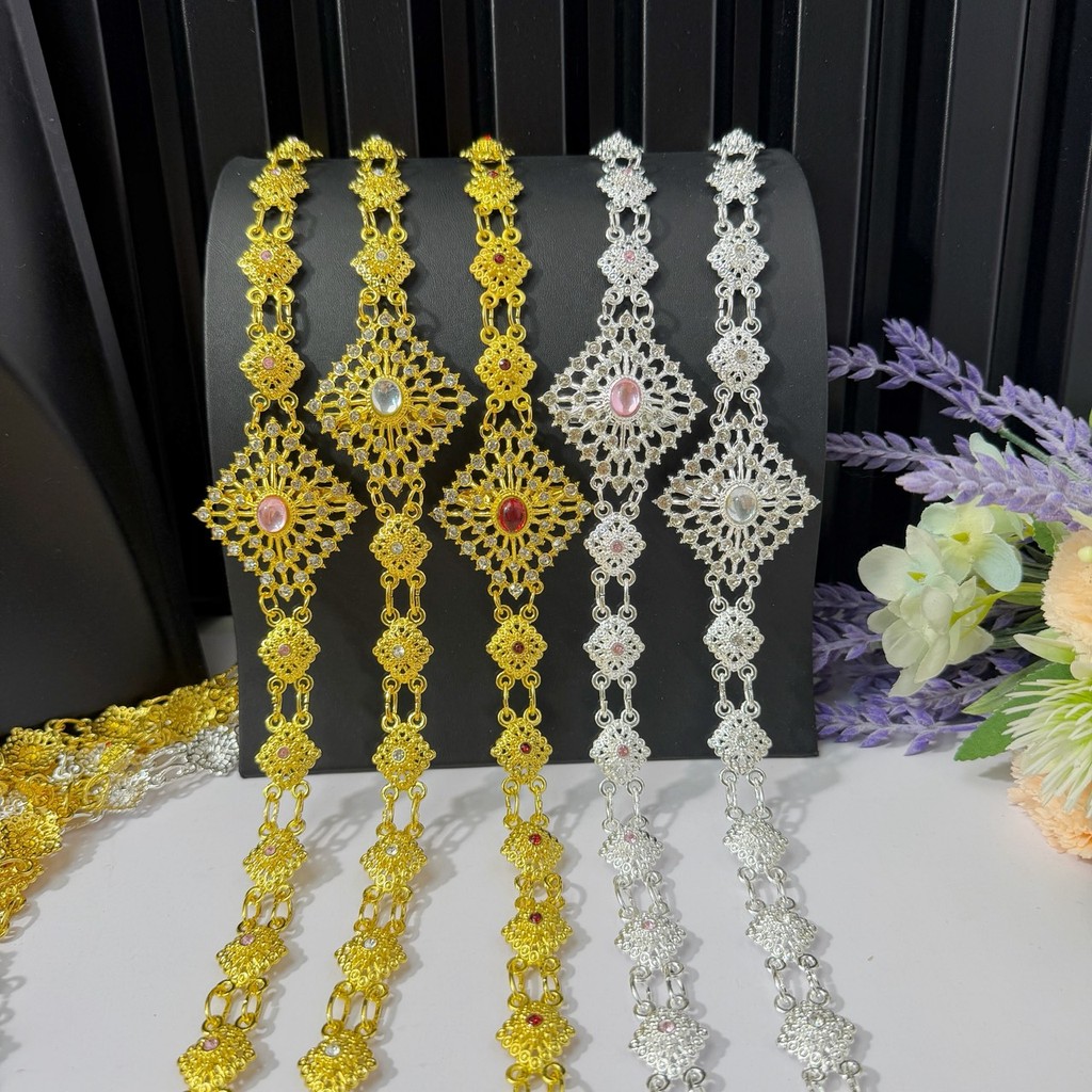 พร้อมส่ง สังวาลย์ชุดไทย งานประดับพลอยสีสุดหรู ดีไซน์ไทยโบราณ ใส่ออกงานแต่ง งานบุญ งานรำ สวยสง่า