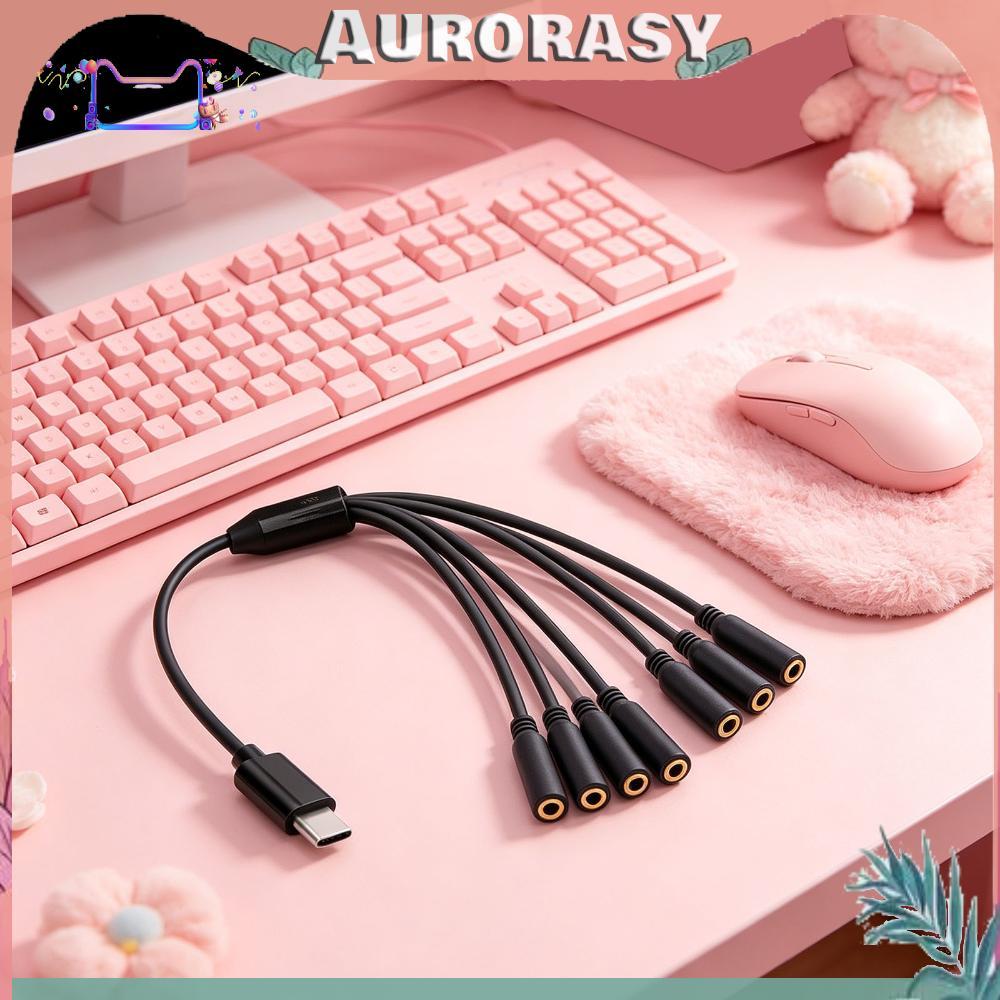 [AS] สายแยกเสียงหญิง USB C ถึง 3.5 มม. TRS สําหรับโทรศัพท์ชุดหูฟังลําโพง