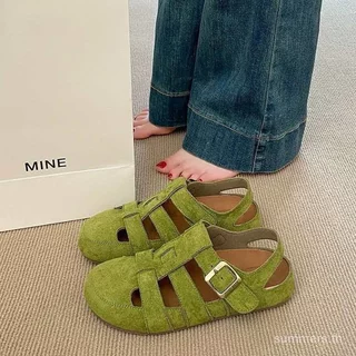 GKEB เหยียบบนอึรู้สึก Birkenstock รองเท้าแตะผู้หญิง 2026 ฤดูร้อนสไตล์ใหม่ Hollow Breathable Baotou รองเท้าแตะโรมันผู้หญิงรองเท้า