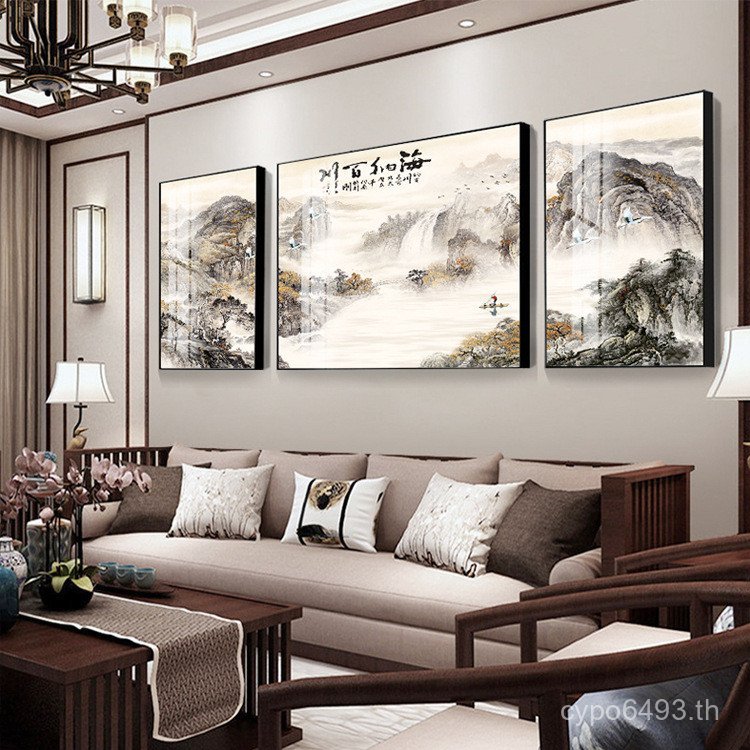 ห้องชาจีน สะดุด ห้องนั่งเล่น Heine Baichuan ภาพวาดผนังพื้นหลังสํานักงานโซฟาภาพวาดภูมิทัศน์ภาพวาดตกแต