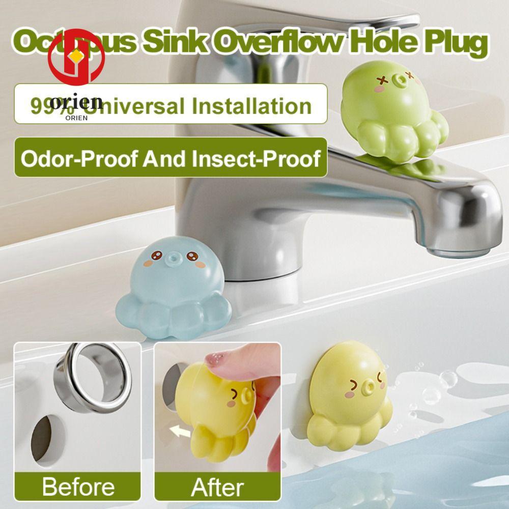ORIEN Octopus Drain Plug,ฝาครอบซีลกันแมลงล้นท่อระบายน้ําปลั๊ก,ที่มีประโยชน์ป้องกันกลิ่นป้องกันการอุดตันป้องกันแมลงอ่างล้างจานปลั๊กรูล้นสากล