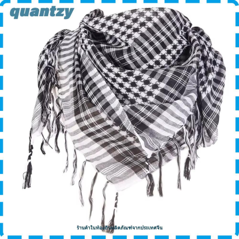QUANTZY อาหรับ Shemagh Headscarf, ขนาดใหญ่พู่หัวคอผ้าพันคอ, ผ้าพันคอเครื่องแต่งกายผ้าพันคอ Keffieh สําหรับผู้ชายผู้หญิง