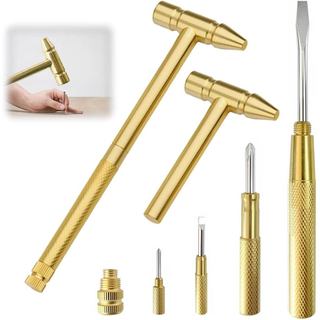 6 in 1 Mini ค้อนทองแดงพร้อมไขควงมัลติฟังก์ชั่นค้อนโลหะเครื่องมือสําหรับนาฬิกาเครื่องประดับ DIY ซ่อมงานไม้