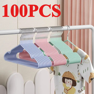 100PCS Stainless Steel Clothes Hangers Strong Heavy Duty Drying Metal Coat Hanger Space Saving Set