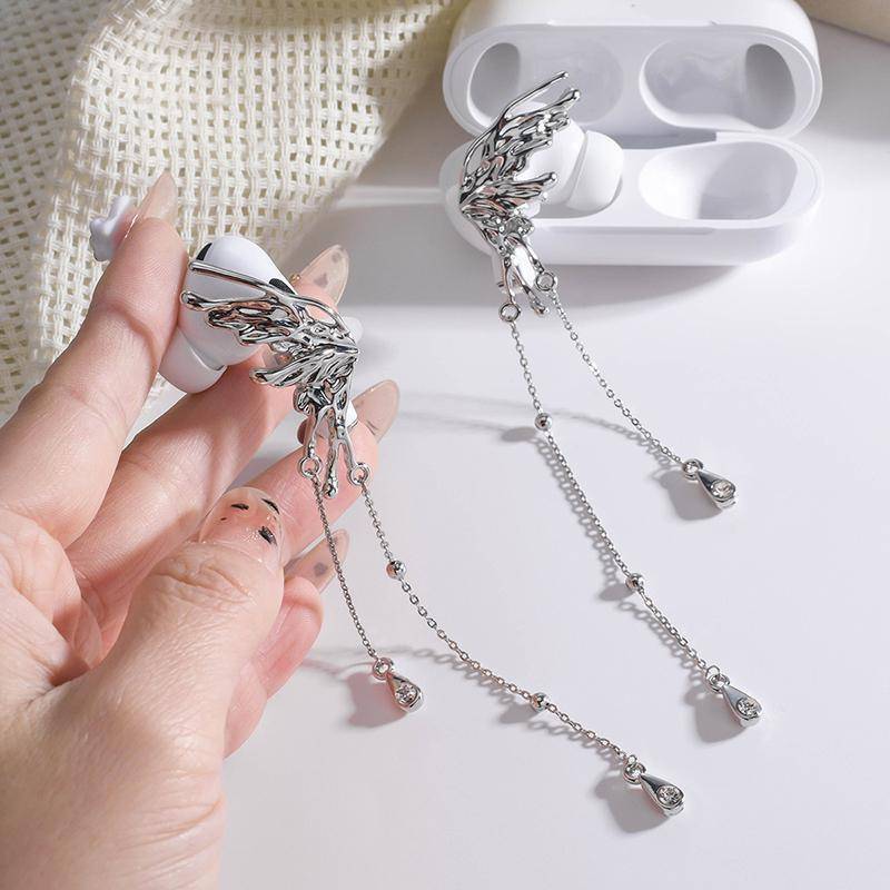 VHDD 1 คู่ผีเสื้อหูฟังตกแต่งคลิป DIY Zircon Rhinestone รูปที่ 6