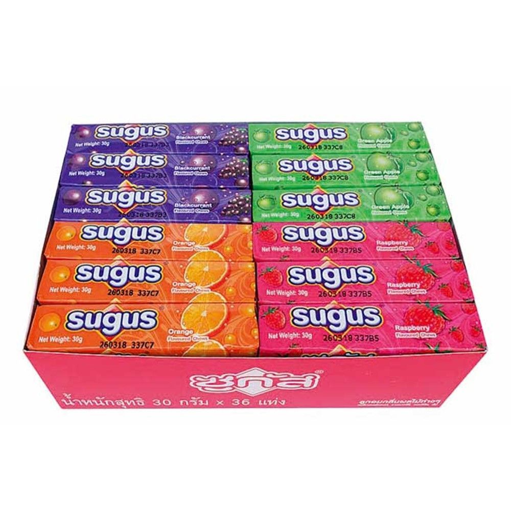 [สินค้าส่งด่วน] ซูกัสแท่งรสผลไม้รวม 36 SUGUS STICK ASSORTED FRUIT CHEWS 36 PCS
