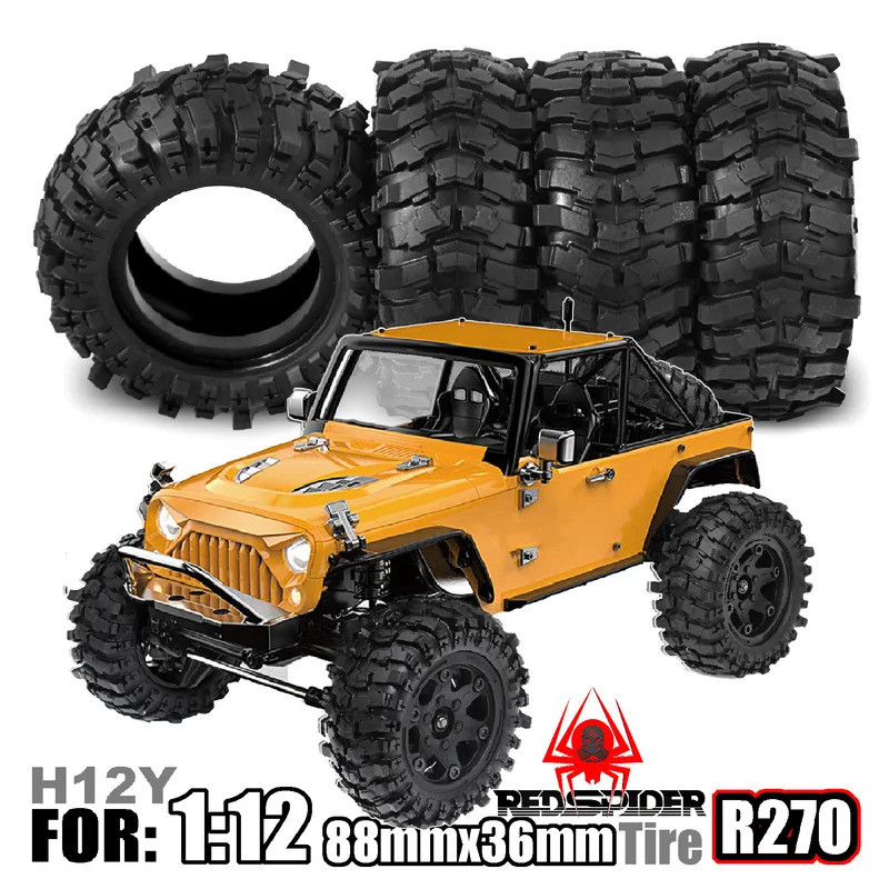 4 ชิ้น 88*36 มิลลิเมตร 1.9 "W Crawler ยาง ODfor 1/12 Crawler รถ MJX Hyper Go H12Y + Axial SCX10 9004