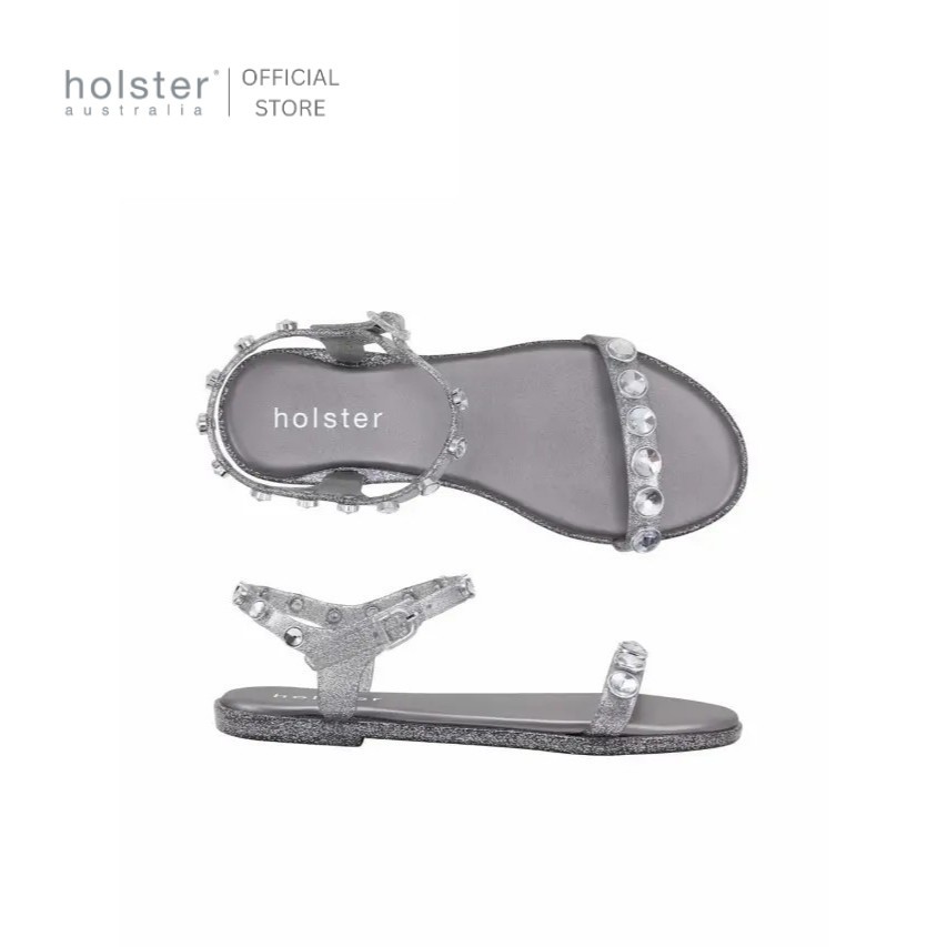 Holster รองเท้าแตะรัดส้นผู้หญิง Halo Glitter สี Pewter