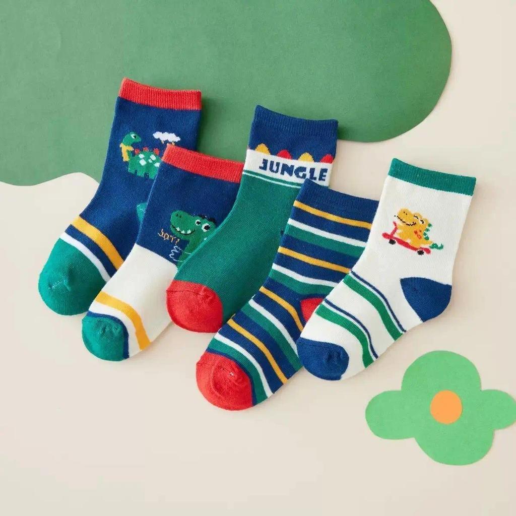 Dolemi Baby ถุงเท้าเด็ก 3-9ขวบ ฟรีไซต์  แพค5คู่ ผ้าฝ้ายแท้ ผ้านิ่ม เด็กหญิง เด็กชาย ยืดได้เยอะ ราคา ถูกที่สุด ดีลบีเคเค แกลเลอรีภาพที่ 4