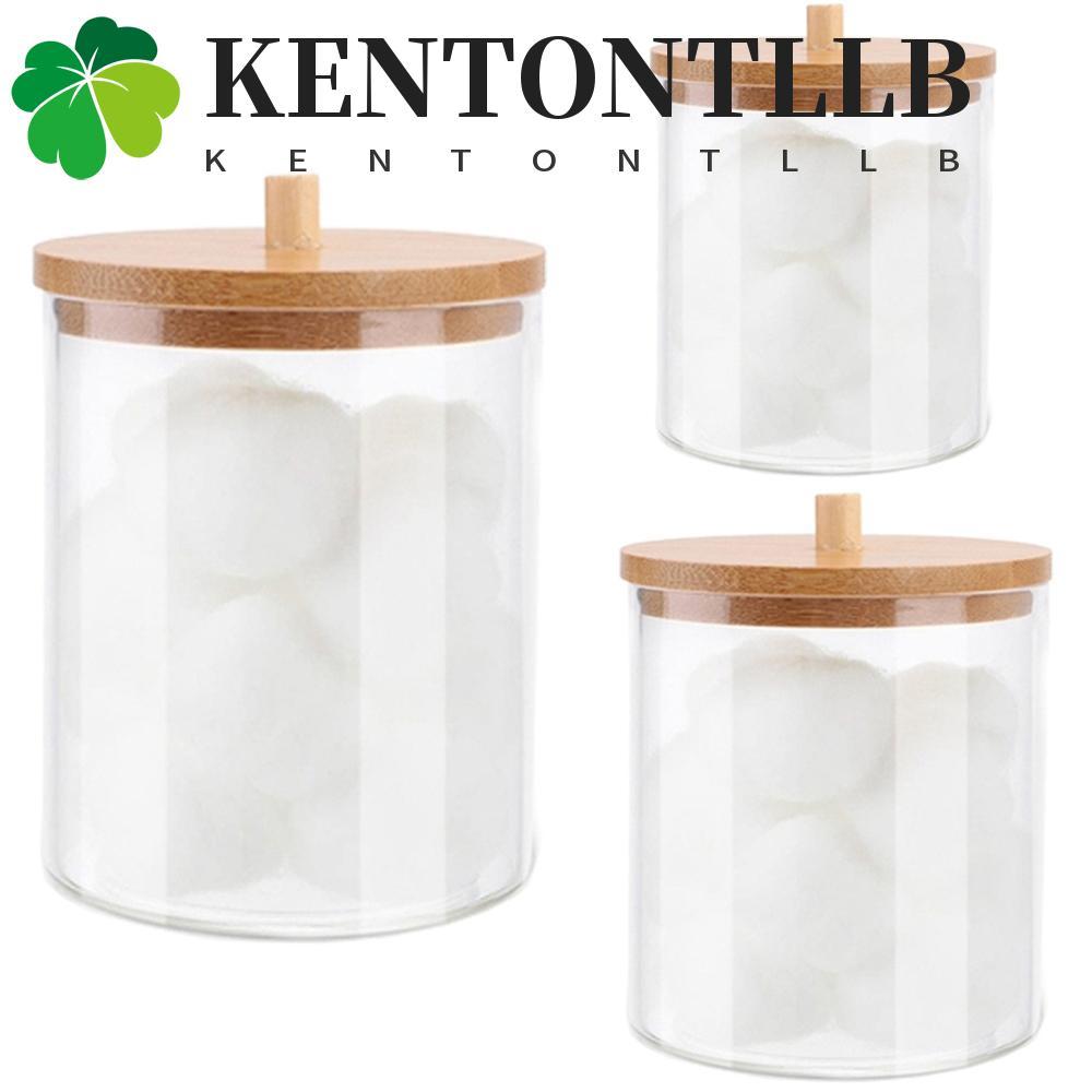 KENTONTLLB Qtips ผู้ถือเครื่องสําอางที่มีฝาปิดไม้ไผ่การจัดเก็บสําหรับอุปกรณ์ห้องน้ําคอนเทนเนอร์ Cand