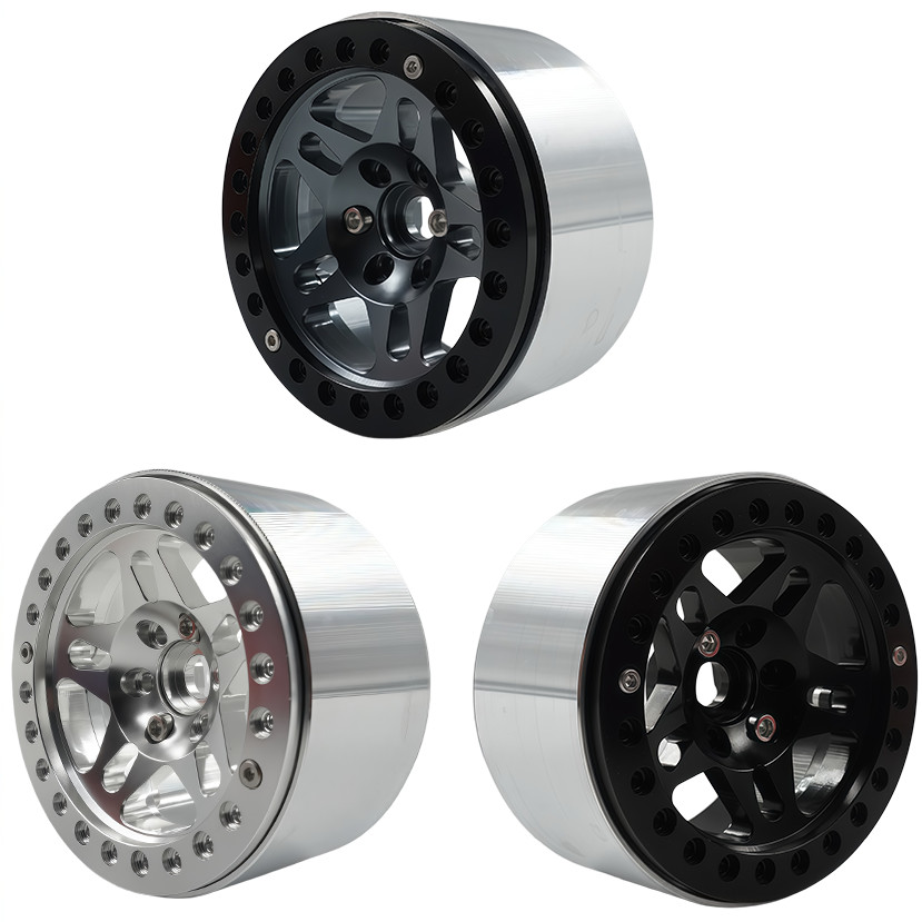 4PCS อลูมิเนียม 2.2 นิ้ว Beadlock ล้อขอบสําหรับ SCX10 1/10 RC รถอะไหล่