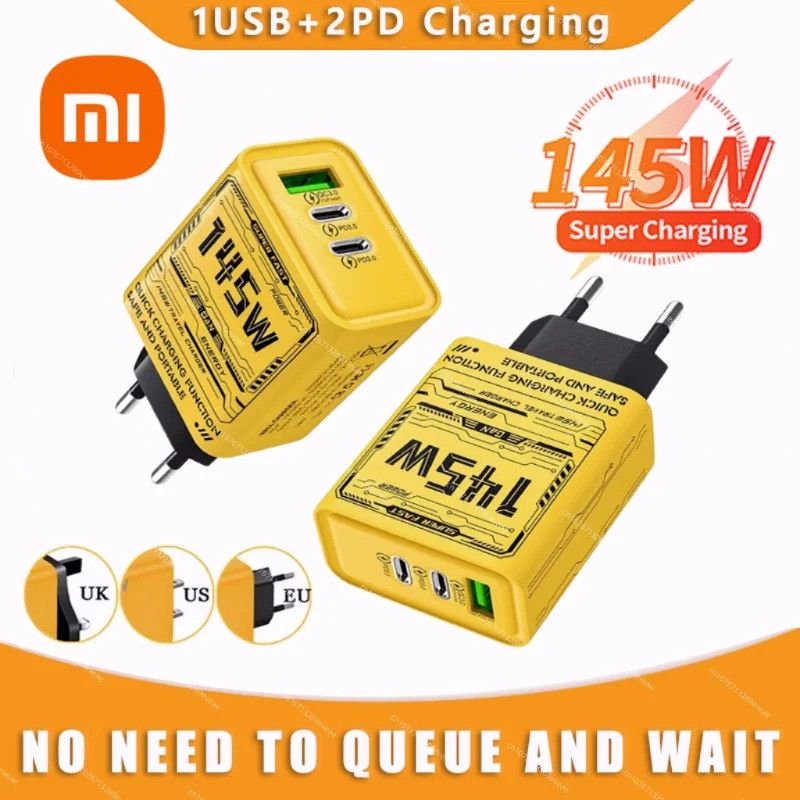Xiaomi 10A 145W Super Fast Charger Cable Ultra Fast Charger 3 พอร์ต USBC PD Quick Charging TypeC Gan
