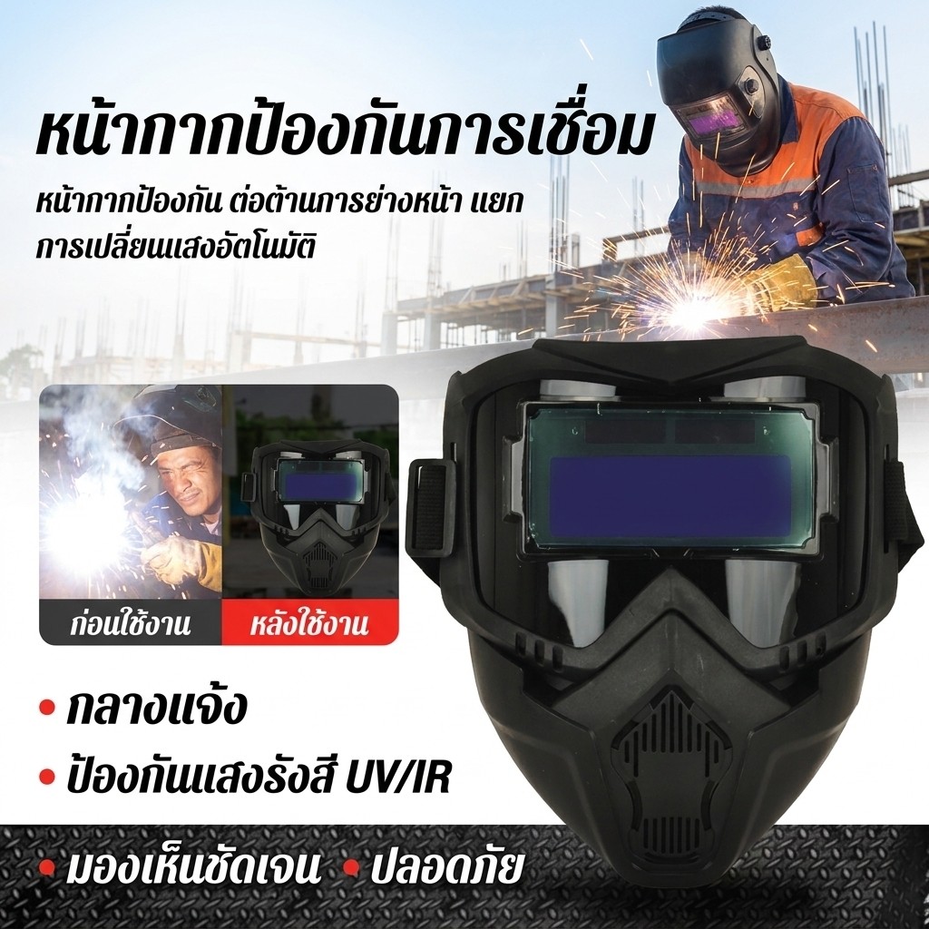 ปรับแสงอัตโนมัติ/ป้องกันดวงตา หน้ากากเชื่อมอัตโนมัติ/อุปกรณ์เชื่อม【ปรับแสงอัตโนมัติ ป้องกันรังสี UV/IR】 วัสดุ ABS คุณภาพสูง/เลนส์ LCD | เชื่อมแล้วปวดตา/แสงจ้าทำลายสายตา | มองเห็นรอยเชื่อมชัดเจน/ปรับแสงอัตโนมัติรวดเร็ว | ช่างเชื่อม/งานอุตสาหกรรม